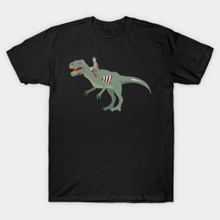 Halloween Zombie Paleontologist riding Zombie Dinosaur T-Shirt